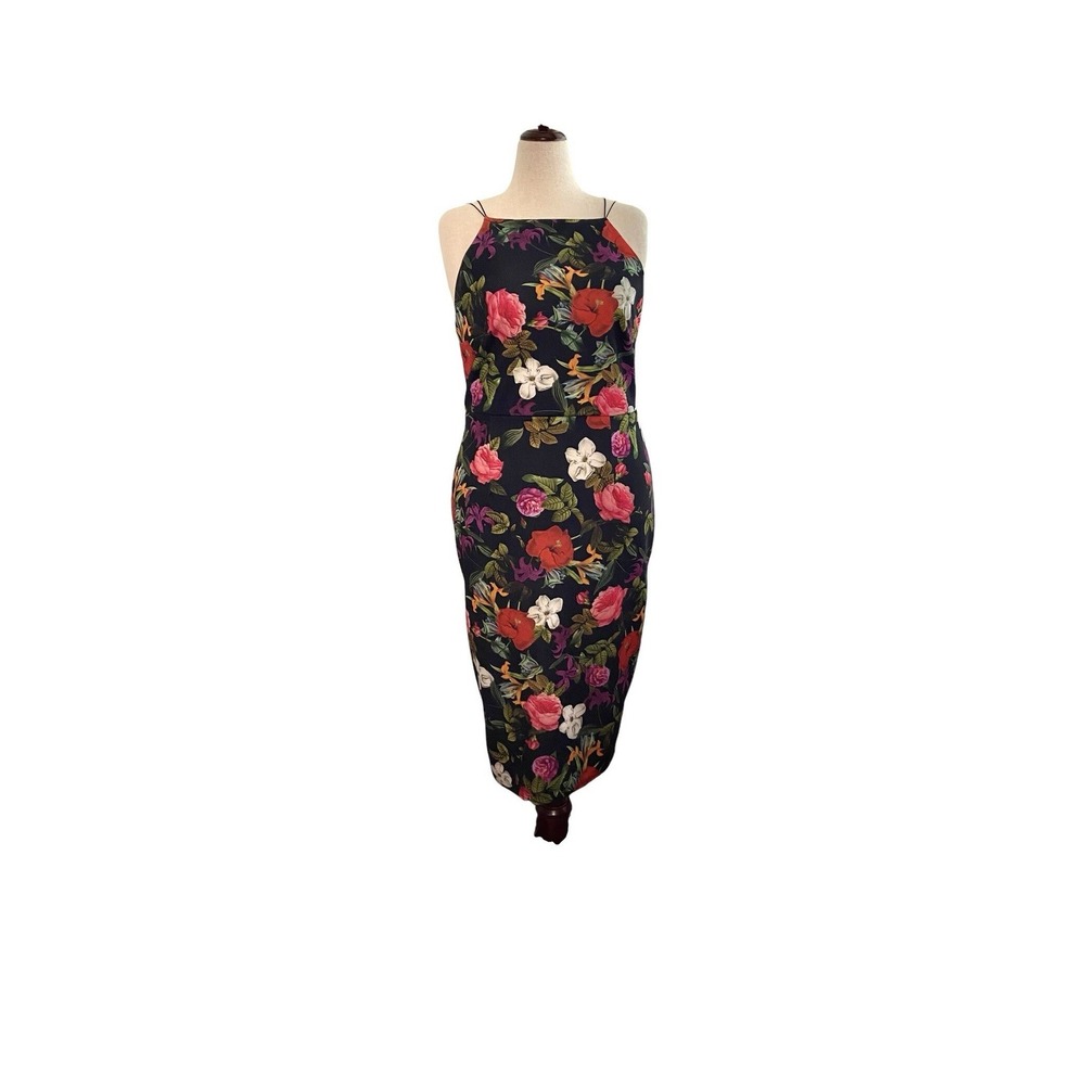 ASOS Women's Design Rose Bloom Stretch Mid Length Skinny Strap Black SZ 18